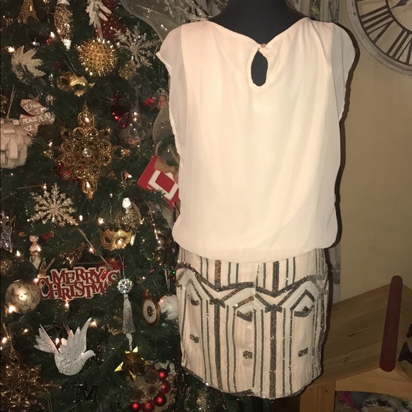 NWT As U Wish Creme Beaded Skirt Mini Dress L - Picture 6 of 7